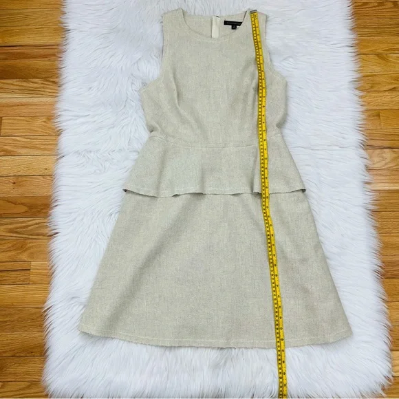 Banana Republic Linen Cotton Peplum Dress Oatmeal Color Size 10 - Picture 9 of 12